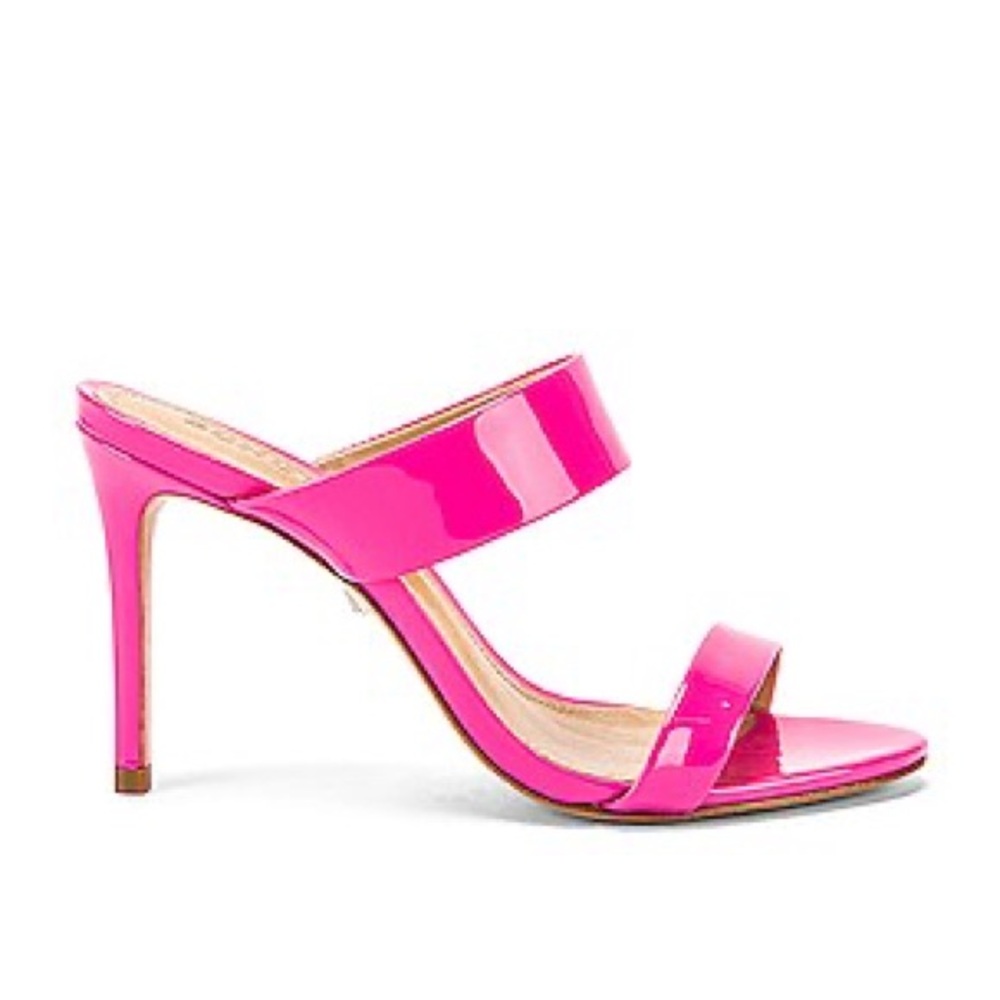 Schutz Hot Pink Patent Double-Strap High Heel Mule